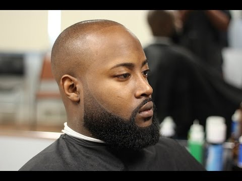 Bald fade with faded beard (beardwork)