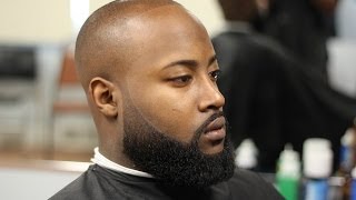 Bald fade with faded beard (beardwork)