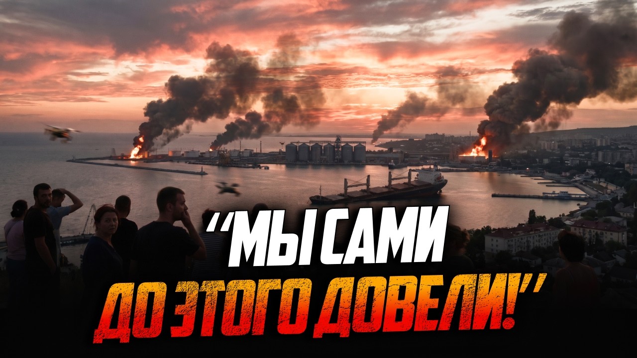 🤡Росіяни кричать на тлі палаючого Новоросійська! Дрони розгромили кораблі 