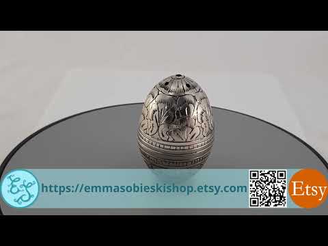 Pote de sal/pimenta em prata ornamentada esculpida vintage