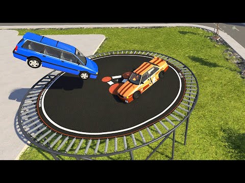 Crazy Vehicle Jumps On Giant Trampoline #3 (Crash Test) - BeamNG.drive Insane Jumps