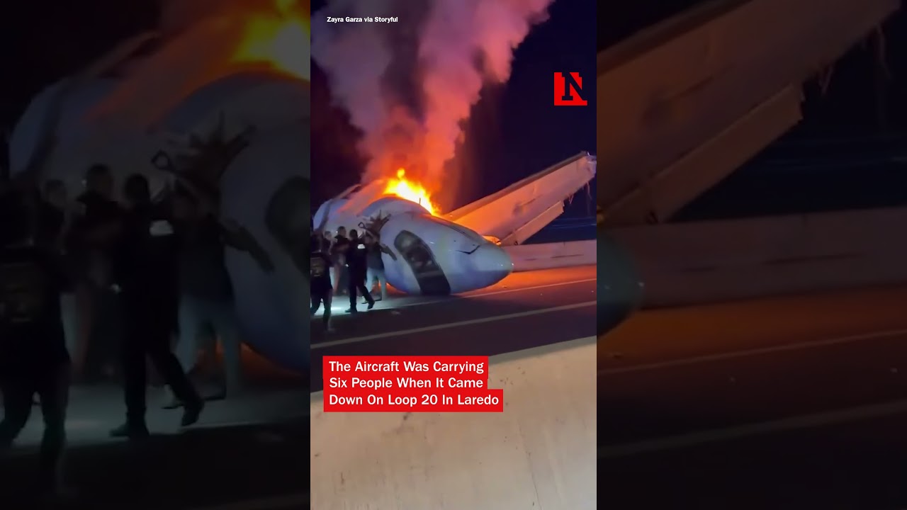 Plane Bursts Into Flames After Crashing on Texas Highway