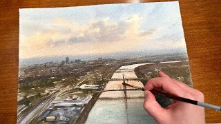 Painting Time Lapse Watercolor - Aerial Perspective Process - Relaxation Series
