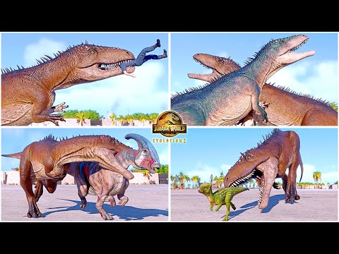 Carcharodontosaurus All Perfect Animations & Interactions 🦖 Jurassic World Evolution 2 - JWE