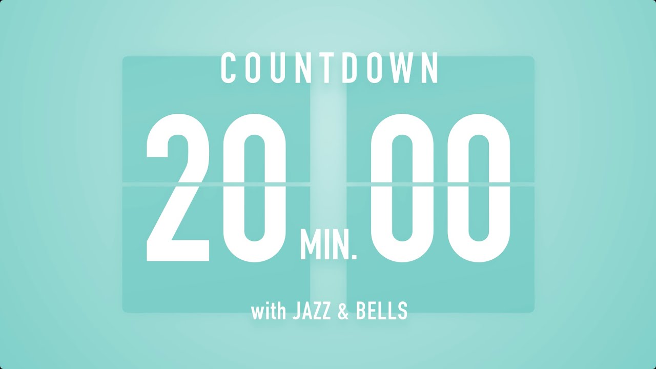 20 Minute Countdown Timer 🎶 Flip Clock with Jazz & Bells 🍵🔔
