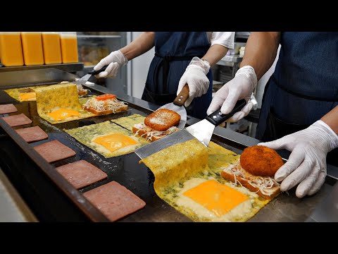 기발합니다! 계란을 딱지처럼 접어먹는? 역대급 푸짐한 계란 치즈 토스트 / Folding Ham Cheese Egg Toast / Korean street food