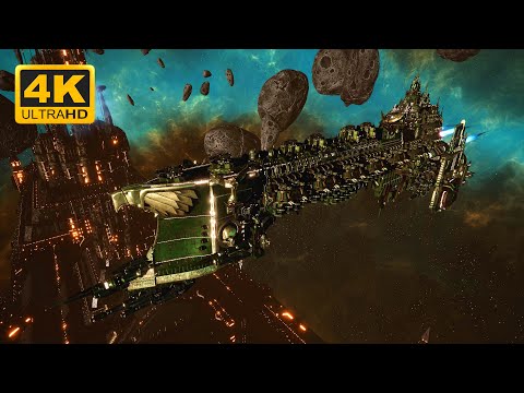 Dark Angels vs Orks - Veritatem Imperialis Mod - 4K Quality - Battlefleet Gothic Armada 2