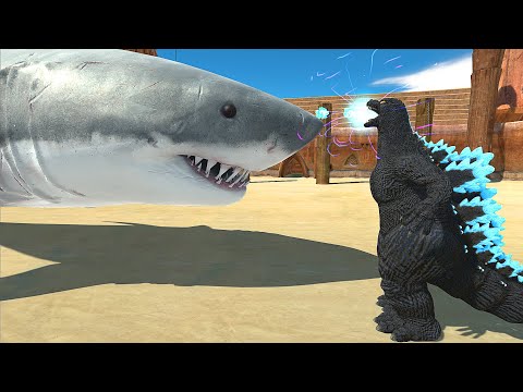 Great White Shark 5.0 vs Heisei Godzilla - Animal Revolt Battle Simulator