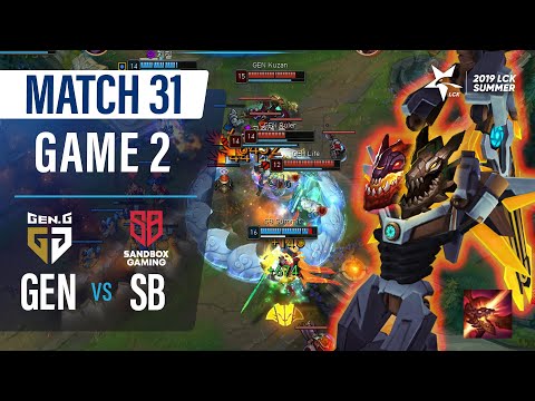 GEN vs SB | Match31 Game2 H/L | 2019 LCK Summer