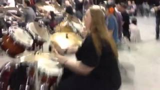 Michelle Hughes plays the drums