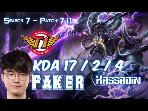 SKT T1 Faker KASSADIN vs JAYCE Mid - Patch 7.11 KR Ranked