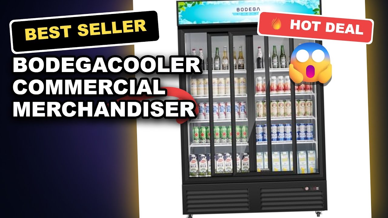 BODEGACOOLER Commercial Merchandiser Refrigerator Review: Upgrade Automatic Rebound Sliding Door Display Cooler with LED Lighting for Commercial and Office Use