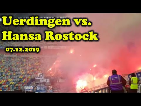 SUPPORT & PYROSHOW IM SPIEL KFC Uerdingen - FC Hansa Rostock (07.12.2019)