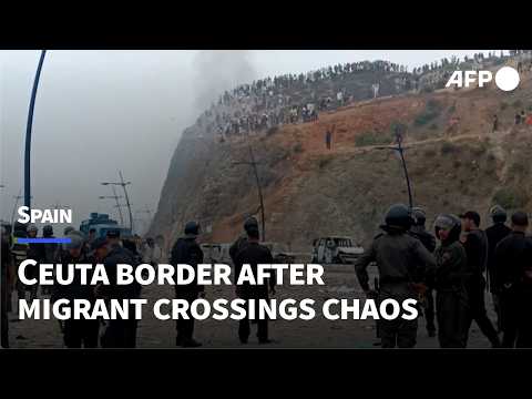 Video Thumbnail: Charred debris at Morocco border as thousands attempt crossing into Spain's Ceuta | AFP