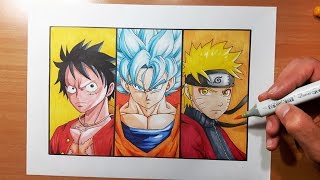 SPECIAL How To Draw Goku Naruto & Luffy - Supe