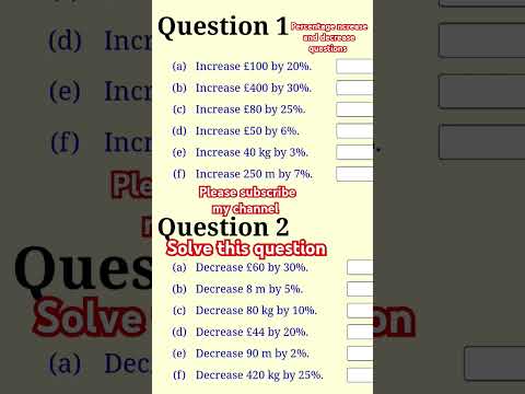 Solve This Question Percentage Increase And Decrease Shortvideo Youtubeshorts