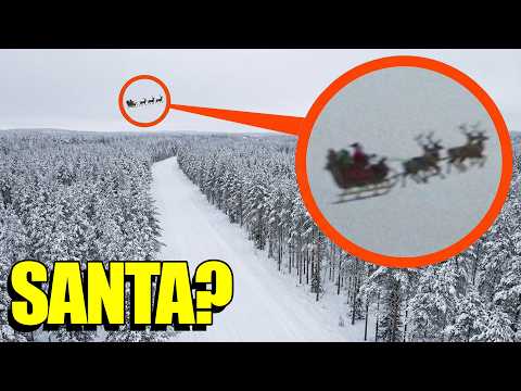 Drone catches Santa Claus FLYING in his sleigh in the North Pole (almost hits drone)
