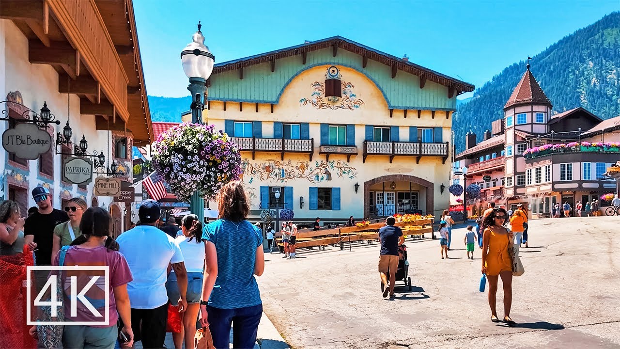 Immersive street-level walking tour through Leavenworth, WA, United States, showcasing authentic urban landscapes, local architecture, and the vibrant atmosphere of the city's neighborhoods