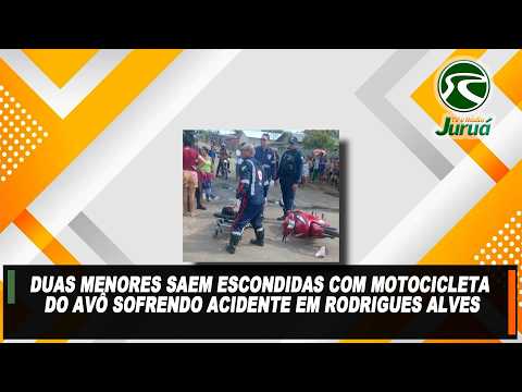 Duas menores saem escondidas com motocicleta do avô sofrendo acidente em Rodrigues Alves