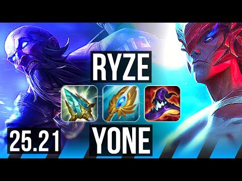 RYZE vs YONE (MID) | 5k comeback, 55k DMG, Legendary | KR Diamond | 25.21