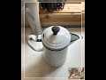 Vintage Kettle Enamelware Coffee Pot Cowboy Kettle Black And White