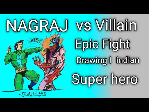 NAGRAJ vs Villain Epic Fight Drawing | Indian Superhero Art | Tauseef Art