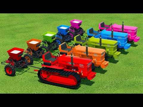 SPREAD SOLID FERTILIZER AND PLOW FIELD WITH FIAT & LAMBORGHINI TRACTORS - Farming Simulator 22