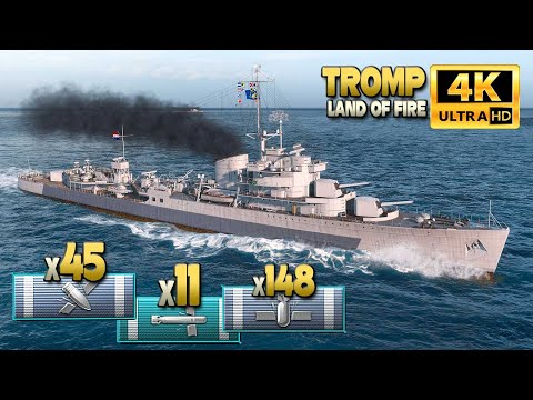 Destroyer Tromp: Easy going on map Land of Fire - World of Warships
