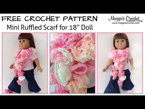 Mini Ruffled Scarf for an 18" Doll Free Crochet Pattern - Right Handed