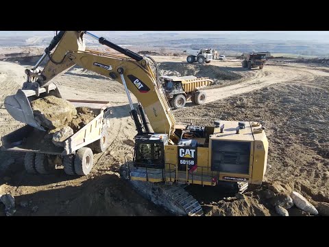 Caterpillar 6015B Excavator Loading Caterpillar Dumpers - Sotiriadis Mining Works