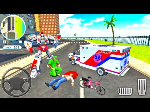 Ambulance Robot City Rescue Driving - City Road Ambulance Emergency Crazy Drive - Android Gameplay