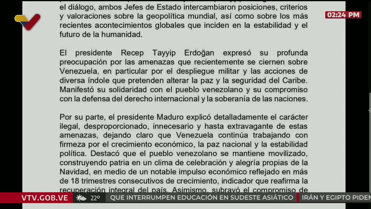 Maduro conversa con Erdogan y acuerdan retorno al país de Turkish Airlines