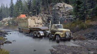 IMPOSSIBLE Transporting Oversized Construction Trailer - SnowRunner | Logitech G29 gameplay