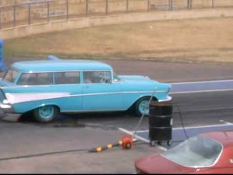 Micks 1957 2 door Chevy wagon at WSID Nostalgia Drag 22 Nov 09