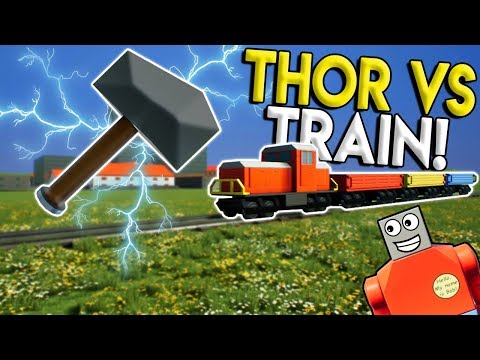 HUGE LEGO THOR HAMMER CRASHES INTO TRAIN! - Brick Rigs Gameplay Creations - Lego City Destruction