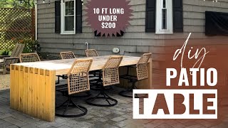PATIO TABLE DIY — Easy 10 ft outdoor table tutorial [under $200]