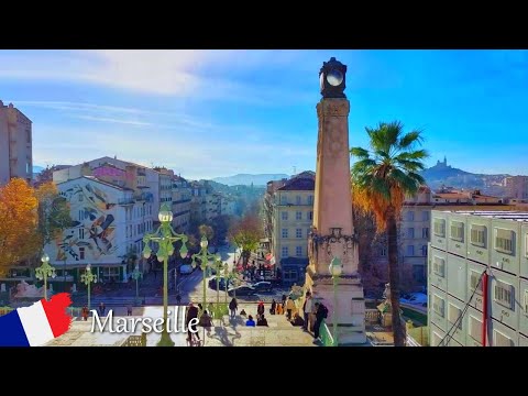 Marselha, Gare de Marseille-Saint-Charles até Vieux Port, França Excursão a pé 4K Ultra HD