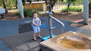 My Son learning How to use Pitcher Pump water hehe