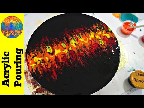 Stunning Fire Scene with Acrylic Pouring and Blowing on a Vinyl Record