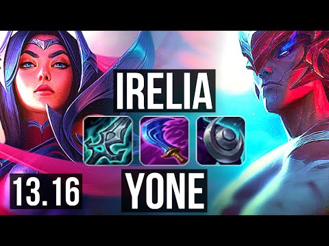 IRELIA vs YONE (TOP) | 1300+ games, 6 solo kills, 1.5M mastery, Legendary | KR Grandmaster | 13.16
