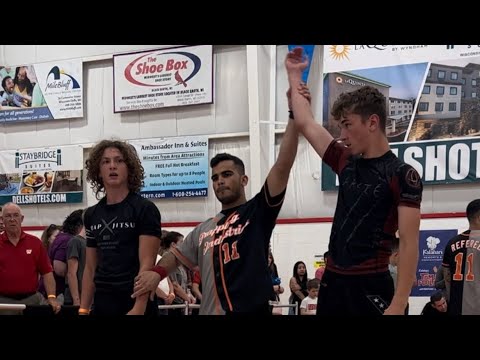 Kaleb wins no gi jiu jitsu 145 lb yellow belt 12-13 year old Wisconsin Dells @GrapplingIndustries