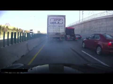 Semi-drive slams on brakes