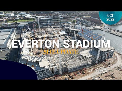 LATEST STADIUM DRONE FOOTAGE | New aerial views of Everton Stadium progress
