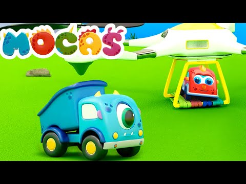 NEW EPISODE! Mocas Monster Cars play with the drone. Full episodes of Mocas Cars cartoons for kids.