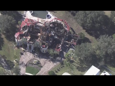 Aftermath footage of a $1 million Oldsmar mansion destroyed by early morning house fire