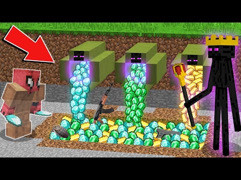 FAKİR ENDERMAN KRALI GİZLİCE İZLEDİ! (ENDERMAN HAZİNESİ!) - Minecraft