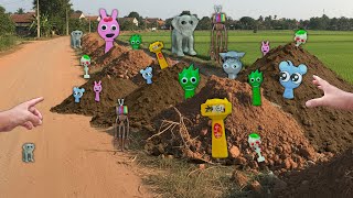 Hunting Incredibox Sprunki in the vacant lot: Owackx, Garnold, Cluck, Pinky | Thunder Car Toy