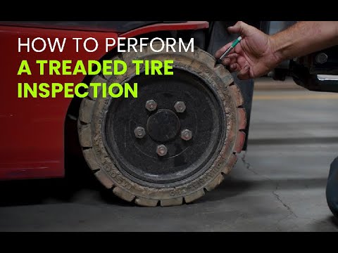 Part of a video titled How to Perform a Forklift Treaded Tire Inspection - YouTube