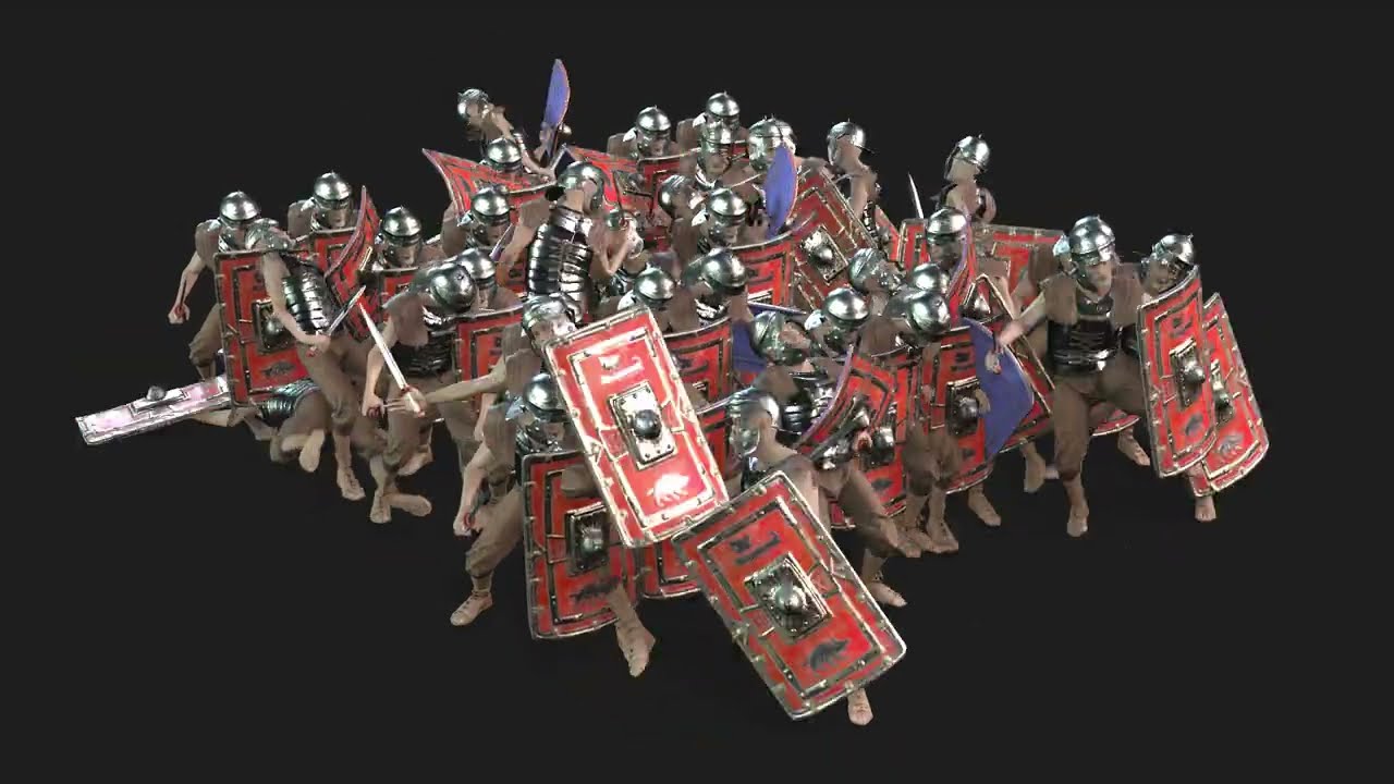 Low poly Legion unit dies with animation 3D Model