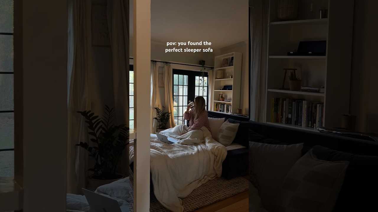 We love the Aria Sleeper Sofa from Sixpenny 💙🥹☁️ #interiordesign #sofabed #homedecor #apartment